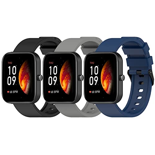 CHULN Armband kompatibel mit Amazfit Bip 3/Bip 3 Pro/GTS/GTR 42 mm/GTS 2e/GTS 2/GTS 3/GTS 2 Mini, Weiches Silikon Sports Atmungsaktiv Ersatzband für Amazfit Bip 3. (3 pcs-d) von CHULN