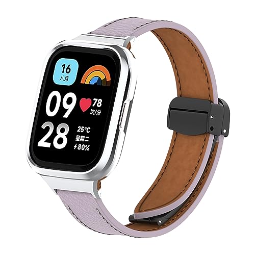 CHULN Armband kompatibel mit Redmi Watch 3 Active, Magnetischer Leder Smartwatch Wasserdicht Ersatzarmband für Redmi Watch 3 Active Smartwatch. von CHULN