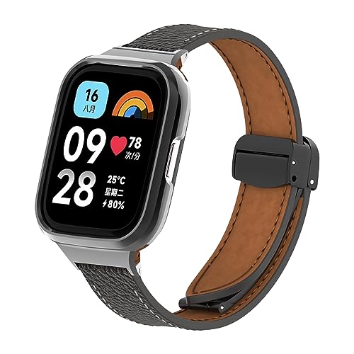 CHULN Armband kompatibel mit Redmi Watch 3 Active, Magnetischer Leder Smartwatch Wasserdicht Ersatzarmband für Redmi Watch 3 Active Smartwatch. von CHULN