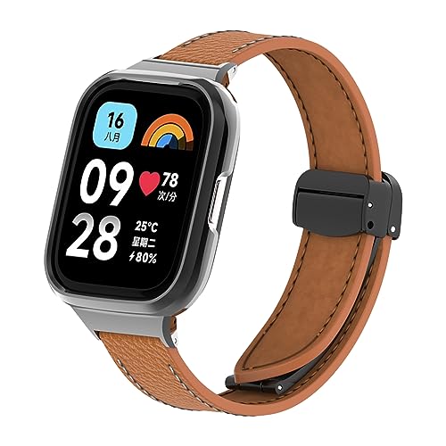 CHULN Armband kompatibel mit Redmi Watch 3 Active, Magnetischer Leder Smartwatch Wasserdicht Ersatzarmband für Redmi Watch 3 Active Smartwatch. von CHULN