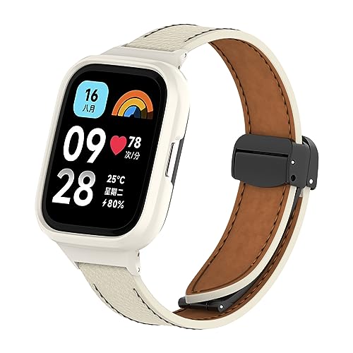 CHULN Armband kompatibel mit Redmi Watch 3 Active, Magnetischer Leder Smartwatch Wasserdicht Ersatzarmband für Redmi Watch 3 Active Smartwatch. von CHULN