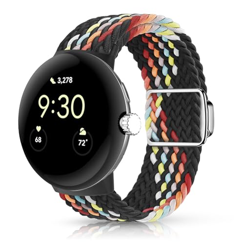 CHULN Nylon Armband Kompatibel mit Google Pixel Watch/Google Pixel Watch 2, Magnetischer Verstellbarer Elastisches Sport Ersatzarmbänder für Pixel Watch. von CHULN