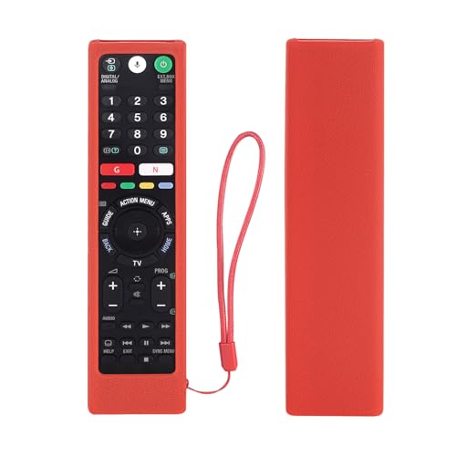 Silikon Schutz Hülle für Sony TV Fernbedienung RMT-TX100D RMT-TX200E RMT-TX102U RMF-TX300U, Waschbare Langlebige Fernbedienung für Sony Smart Android Sprach Fernbedienung, mit Lanyard (Rot) von CHUNGHOP