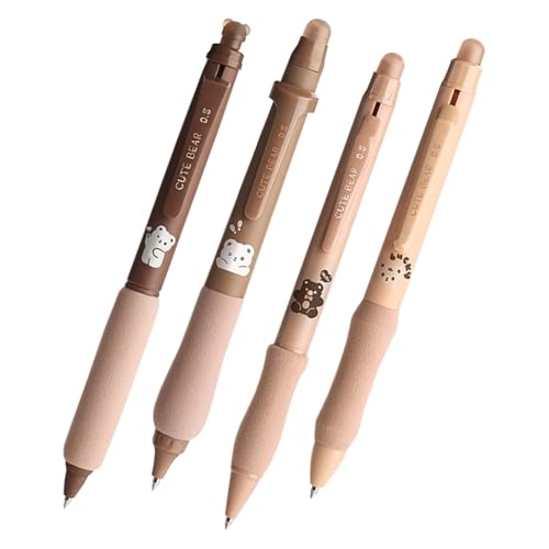 CHUNLINLAODA 4 Stück Radierbarer Kugelschreiber Blau Tintenroller radierbar Süße Radierbare Stifte 0.5MM Radierbarer Tintenroller für Studenten Geschenk Schule Bürobedarf Schulsachen (Kaffeebär) von CHUNLINLAODA
