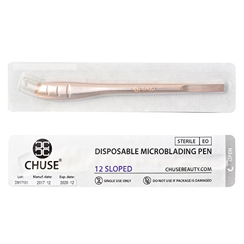 CHUSE M66 Microblading Pen 12 SLOPED Einweg-Stift mit sterilisierten Mikroklingen Gold (5 Stück/Packung) von CHUSE