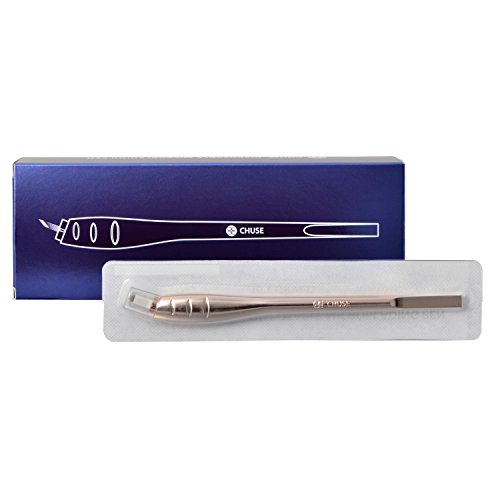 CHUSE M66 Microblading Pen 16 Gebogene Einweg-Stift mit sterilisierten Mikroklingen Gold (5 Stück/Packung) von CHUSE