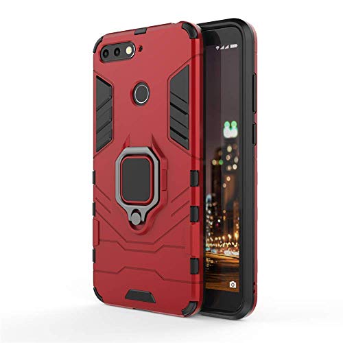 CHcase Huawei Honor 7A/Y6 2018/Enjoy 8E Hülle, Hybrid 2in1 TPU+PC Schutzhülle Rugged Armor Car Mount Case Cover Dual Layer Bumper Backcover mit Ständer für Huawei Honor 7A/Y6 2018/Enjoy 8E -Red von CHcase