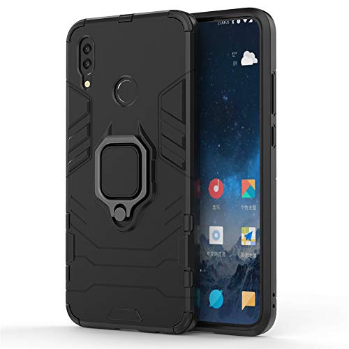 CHcase Huawei P Smart 2019 Hülle, Hybrid 2in1 TPU+PC Schutzhülle Rugged Armor with Magnetic Car Mount Case Cover Dual Layer Bumper Backcover mit Ständer für Huawei P Smart 2019 -All Black von CHcase
