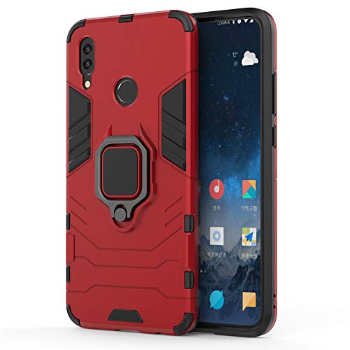 CHcase Huawei P Smart 2019 Hülle, Hybrid 2in1 TPU+PC Schutzhülle Rugged Armor with Magnetic Car Mount Case Cover Dual Layer Bumper Backcover mit Ständer für Huawei P Smart 2019 -Red von CHcase