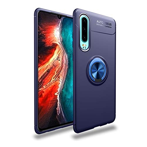 CHcase Huawei P30 Hülle, 360 Grad drehbarer Ringhalter Ständer Magnetische Autohalterung Slim [Kompatibel mit Magnetic Car Mount] Stoßfest TPU Case Cover Schutzhülle für Huawei P30 -Blau von CHcase