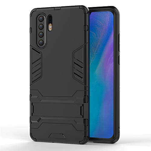 CHcase Huawei P30 pro Hülle, Hybrid 2in1 TPU+PC Schutzhülle Rugged Armor Case Cover Dual Layer Bumper Backcover mit Ständer für Huawei P30 pro -All Black von CHcase