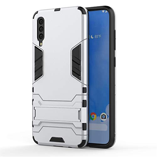 CHcase Samsung Galaxy A70 Hülle, Hybrid 2in1 TPU+PC Schutzhülle Rugged Armor Case Cover Dual Layer Bumper Backcover mit Ständer für Samsung Galaxy A70 -Silver von CHcase