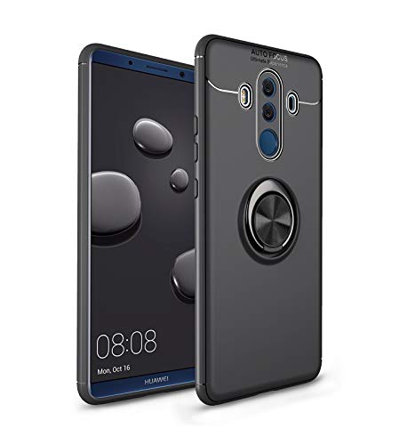 CHcase Schutzhülle für Huawei Mate 10 Pro mit Kickstand-Ring, um 360 Grad drehbar, Premium-Silikon, weiches TPU-Gel, Abdeckung [Arbeit mit magnetischem Auto-Mount] für Huawei Mate 10 Pro – Schwarz von CHcase