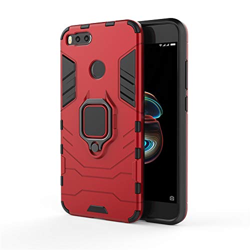 CHcase Schutzhülle für Xiaomi Mi 5X/Mi A1, 2-in-1, Armour, robuster Stil, Hybrid, doppellagig, Rüstung, TPU + Polycarbonat, Hartschale, mit magnetischer Halterung, für Xiaomi Mi 5X/Mi A1, Rot von CHcase