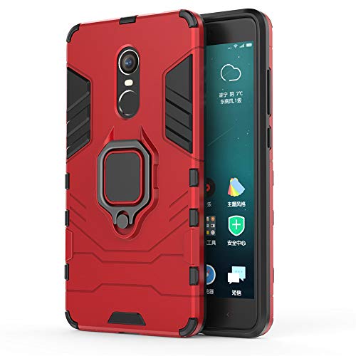 CHcase Xiaomi Redmi Note 4X Hülle, Hybrid 2in1 TPU+PC Schutzhülle Rugged Armor with Magnetic Car Mount Case Cover Dual Layer Bumper Backcover mit Ständer für Xiaomi Redmi Note 4X -Red von CHcase