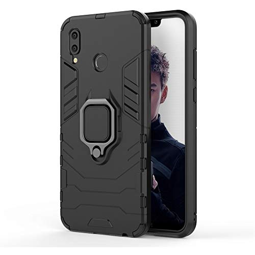 Huawei Honor Play Hülle, CHcase Hybrid 2in1 TPU+PC Schutzhülle Rugged Armor with Magnetic Car Mount Case Cover Dual Layer Bumper Backcover mit Ständer für Huawei Honor Play -All Black von CHcase