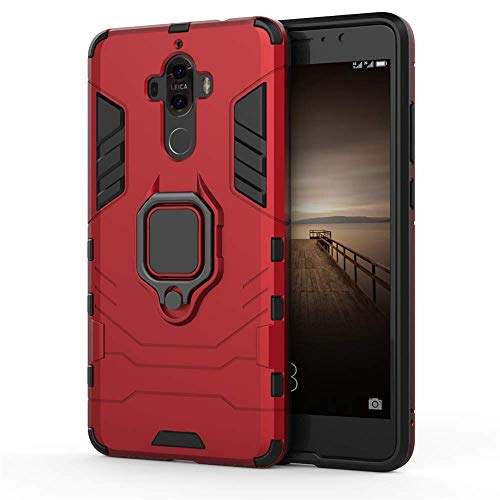 Huawei Mate 9 Hülle, CHcase Hybrid 2in1 TPU+PC Schutzhülle Rugged Armor Car Mount Case Cover Dual Layer Bumper Backcover mit Ständer für Huawei Mate 9 -Red von CHcase