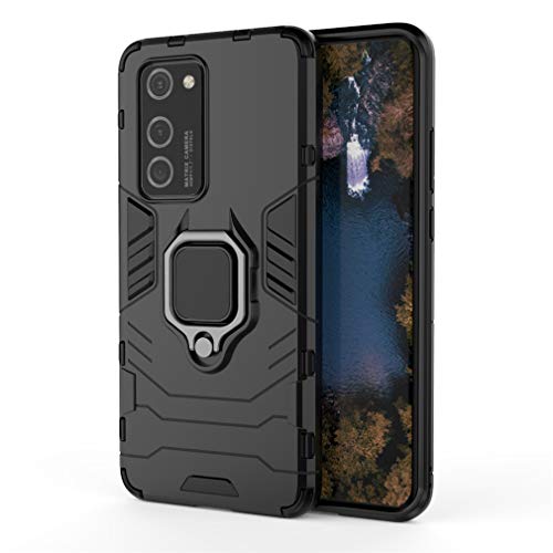 Huawei P40 Pro Hülle, CHcase Hybrid 2in1 Silikon TPU Hart PC Bumper Stoßdämpfung Schutzhülle Rugged Armor with Magnetic Car Mount Case Cover Backcover mit Ständer für Huawei P40 Pro -All Black von CHcase