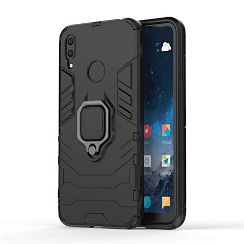 Huawei Y7 2019 Hülle, CHcase Hybrid 2in1 TPU+PC Schutzhülle Rugged Armor with Magnetic Car Mount Case Cover Dual Layer Bumper Backcover mit Ständer für Huawei Y7 2019 -All Black von CHcase