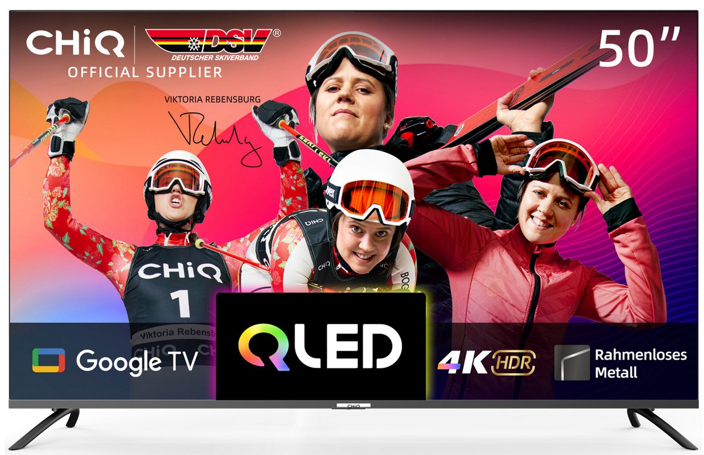CHiQ U50QM8G QLED-Fernseher (126,00 cm/50 Zoll, 4K Ultra HD, QLED Google TV, Smart-TV, Quantum Dot 4K, HDR 10, Metall Rahmlos design, Google TV) von CHiQ