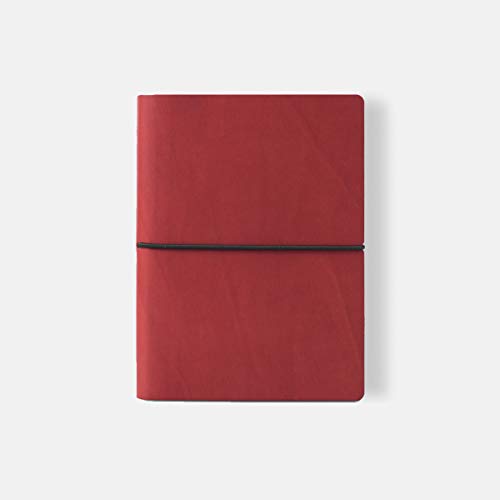 Ciak Notizbuch Classic mit Punkten, Notizbuch aus glattem Kunstleder und Gummibandverschluss, handgefertigt, hergestellt in Italien Large rot … von CIAK