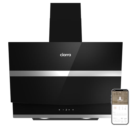 CIARRA A+++ AWB6736N Kopffreie Schräghaube Dunstabzugshaube 60 cm Umluft App Touch-Bedienung 650 m³/h Booster mit CBCF003 Aktivkohlefilter Schwarz CIARRA A+++ AWB6736N Kopffreie Schräghaube Dunstabzugshaube 60 cm Umluft App Touch-Bedienung 650 m³/h Booster mit CBCF003 Aktivkohlefilter Schwarz von CIARRA