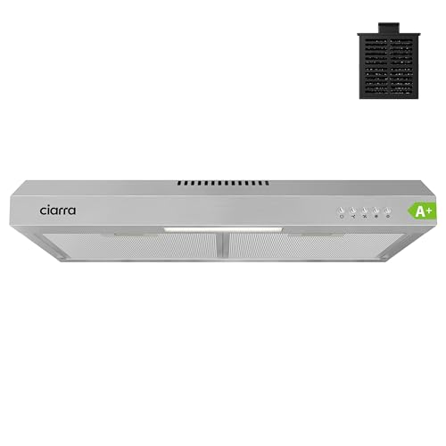 CIARRA A+ Dunstabzugshaube Unterbau 60 cm Umlufthaube Umluft Abluft 3 Leistungsstufen Integrierte Unterschrank Unterbauhaube mit CBCF009 Kohlefilter Edelstahl Silber CIARRA A+ Dunstabzugshaube Unterbau 60 cm Umlufthaube Umluft Abluft 3 Leistungsstufen Integrierte Unterschrank Unterbauhaube mit CBCF009 Kohlefilter Edelstahl Silber von CIARRA