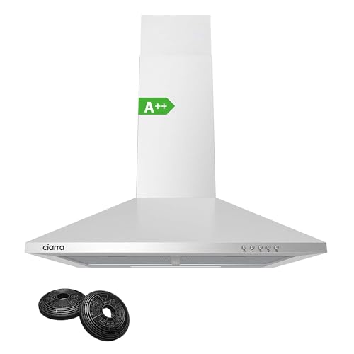 CIARRA A++ Pyramide Dunstabzugshaube 60 cm Umluft 370 m³/h Edelstahl mit CBCF002X2 Kohlefilter 3 Leistungsstufen Wandmontage Abzugshaube Wandhaube Silber CIARRA A++ Pyramide Dunstabzugshaube 60 cm Umluft 370 m³/h Edelstahl mit CBCF002X2 Kohlefilter 3 Leistungsstufen Wandmontage Abzugshaube Wandhaube Silber von CIARRA