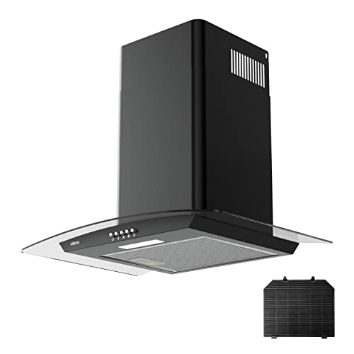 CIARRA AWB6506B A+++ Dunstabzugshaube 60 cm Umluft 650m³/h mit CBCF004 Aktivkohlefilter Abluft Wandhaube Glas LED Beleuchtung Wandabzugshaube Abzugshaube Schwarz von CIARRA