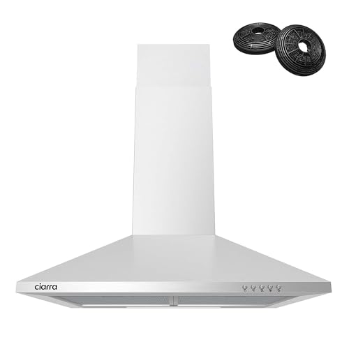 CIARRA AWS6201 A++ Dunstabzugshaube 60 cm Umluft Pyramide Wandmontage Wandhaube 370m³/h mit CBCF002X2 Aktivkohlefilter Edelstahl Silber CIARRA AWS6201 A++ Dunstabzugshaube 60 cm Umluft Pyramide Wandmontage Wandhaube 370m³/h mit CBCF002X2 Aktivkohlefilter Edelstahl Silber von CIARRA