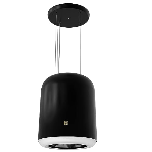 CIARRA CBCB4833 A+ Inselhaube Umluft Dunstabzugshaube Insel Freihängend 48cm 550m³/h mit Smart Wi-Fi App 4 Stufen Booster Glas Inselabzugshaube CBCF003 Kohlefilter Schwarz von CIARRA