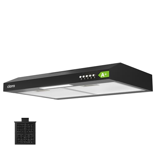 CIARRA CBCB6903D A+ Dunstabzugshaube Unterbau 60cm Umlufthaube Umluft Abluft 3 Leistungsstufen Integrierte Unterschrank Unterbauhaube mit CBCF009 Kohlefilter Schwarz von CIARRA