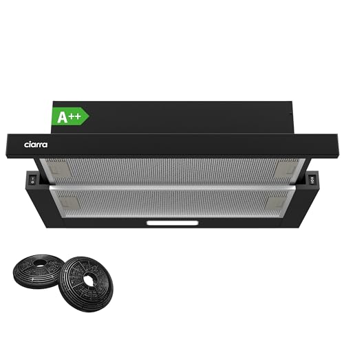 CIARRA CBCB6906D A++ Dunstabzugshaube 60 cm Flachschirmhaube 370 m³/h mit CBCF002X2 Aktivkohlefilter Integrierte Einbau Flach Abluft Umluft Abzugshaube 2 Stufen Schwarz CIARRA CBCB6906D A++ Dunstabzugshaube 60 cm Flachschirmhaube 370 m³/h mit CBCF002X2 Aktivkohlefilter Integrierte Einbau Flach Abluft Umluft Abzugshaube 2 Stufen Schwarz von CIARRA