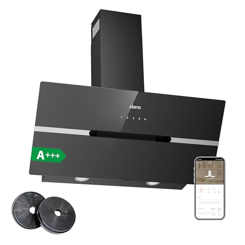 CIARRA CBCB9736F A+++ Dunstabzugshaube 90cm Umluft Kopffreie Schräghaube 650m³/h automatisch Glasplatte Wi-Fi App Touch-Bedienung Booster Abluft mit CBCF003 Aktivkohlefilter 4 Stufen Schwarz CIARRA CBCB9736F A+++ Dunstabzugshaube 90cm Umluft Kopffreie Schräghaube 650m³/h automatisch Glasplatte Wi-Fi App Touch-Bedienung Booster Abluft mit CBCF003 Aktivkohlefilter 4 Stufen Schwarz von CIARRA