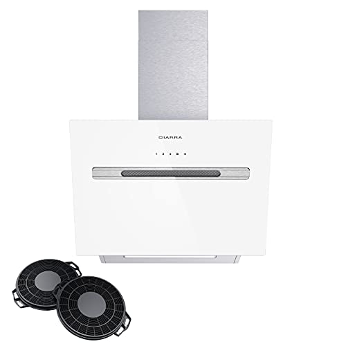 CIARRA CBCS6736G A+++ Kopffreie Dunstabzugshaube Schräghaube 60cm 700m³/h mit Wi-Fi App Touch-Bedienung Umluft Abluft 4 Stufen Booster CBCF006 Aktivkohlefilter von CIARRA