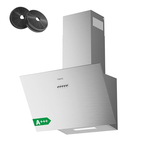 CIARRA CBCS6762A A+++ Kopffreie Schräghaube Dunstabzugshaube 60 cm Umluft 650 m³/h mit CBCF003 Aktivkohlefilter Abluft Abzugshaube Umlufthaube Edelstahl Silber von CIARRA