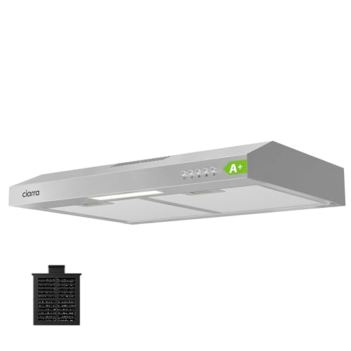 CIARRA CBCS6903D A+ Dunstabzugshaube Unterbau 60 cm Umlufthaube Umluft Abluft 3 Leistungsstufen Integrierte Unterschrank Unterbauhaube mit CBCF009 Kohlefilter Edelstahl Silber von CIARRA
