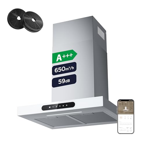 Ciarra Dynamic A+++ Dunstabzugshaube 60 cm Umluft CBCW6102 App SensorTouch Bedienung Abluft Abzugshaube 650m³/h mit Dimmbare LED-Beleuchtung Wandhaube Edelstahl Glas Weiß Ciarra Dynamic A+++ Dunstabzugshaube 60 cm Umluft CBCW6102 App SensorTouch Bedienung Abluft Abzugshaube 650m³/h mit Dimmbare LED-Beleuchtung Wandhaube Edelstahl Glas Weiß von CIARRA