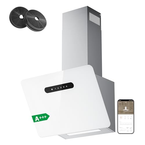 CIARRA CBCW6736K A+++ Dunstabzugshaube 60cm Umluft App SensorTouch Bedienung Kopffreie Schräghaube 650m³/h Abluft CBCF003 Aktivkohlefilter Wandhaube Edelstahl Glas Weiß CIARRA CBCW6736K A+++ Dunstabzugshaube 60cm Umluft App SensorTouch Bedienung Kopffreie Schräghaube 650m³/h Abluft CBCF003 Aktivkohlefilter Wandhaube Edelstahl Glas Weiß von CIARRA
