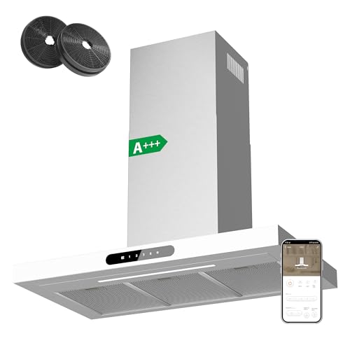 Ciarra Dynamic A+++ Dunstabzugshaube 90 cm Umluft CBCW9102 App SensorTouch Bedienung Abluft Abzugshaube 650 m³/h mit Dimmbare LED-Beleuchtung Wandhaube Edelstahl Glas Weiß Ciarra Dynamic A+++ Dunstabzugshaube 90 cm Umluft CBCW9102 App SensorTouch Bedienung Abluft Abzugshaube 650 m³/h mit Dimmbare LED-Beleuchtung Wandhaube Edelstahl Glas Weiß von CIARRA