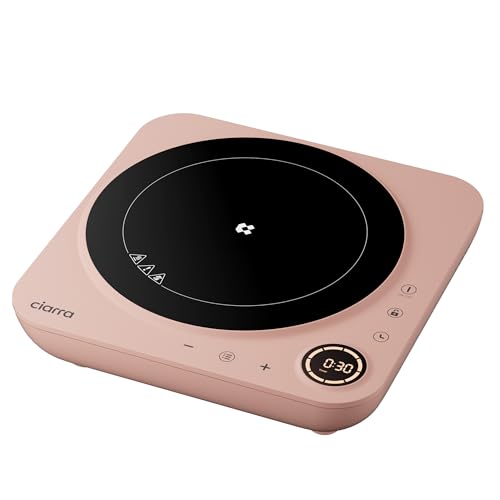 CIARRA CBTIH1A-P Induktionskochfeld 1 Platte 2000W Tragbares Induktionskochplatte Induktion Kochfeld Einzel mit 8 Leistungsstufen 8 Temperaturstufen 4-Stunden Timer Touch-Steuerung von CIARRA