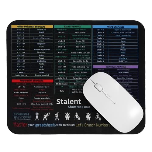 Excel Shortcuts Unterlage Mauspad,rutschfeste Mousepad,Tastenkürzel Übersicht Mauspad,Bürocomputer Zubehör für Computer Laptop und PC,Mouse Mat(23.8 x 19.6 cm) von CIATBYYJ