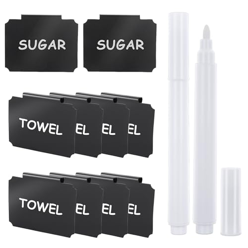 Kunststoff-Etiketten für Aufbewahrungsbehälter, schwarz, löschbare Etiketten-Clips, Korbetiketten mit zwei Stiften für Hängebehälter, Aufbewahrungsbox, Küche, Speisekammer, Organisationsbox, 10 Stück Kunststoff-Etiketten für Aufbewahrungsbehälter, schwarz, löschbare Etiketten-Clips, Korbetiketten mit zwei Stiften für Hängebehälter, Aufbewahrungsbox, Küche, Speisekammer, Organisationsbox, 10 Stück von CIATBYYJ