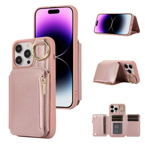 CIBOS Brieftaschen-Schultergurt-Hülle für iPhone 13 11 12 14 15 Pro Max Fingerring Leder Kartenschlitz Lanyard Rückseite, Roségold, Für iPhone 15Pro Max CIBOS Brieftaschen-Schultergurt-Hülle für iPhone 13 11 12 14 15 Pro Max Fingerring Leder Kartenschlitz Lanyard Rückseite, Roségold, Für iPhone 15Pro Max von CIBOS