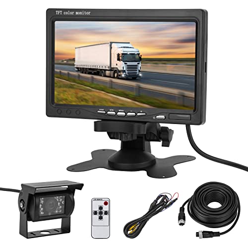 CICMOD Rückfahrkamera mit 7 Zoll TFT LCD Monitor Kabel Rückfahrsystem 12V-24V 18 IR Kamera-Kit Universal Einparkhilfe für LKW Anhänger Bus Van von CICMOD