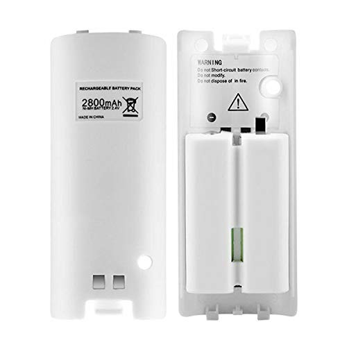 OSAN 2X 2800mAh Hohe Kapazität wiederaufladbar Batterie Pack Akkus für Nintendo Wii Remote Controller (Weiss) von CICMOD