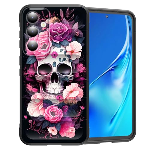 CICPLKSE Schutzhülle für Galaxy A15 5G, Premium-Silikon mit weichem kratzfestem Mikrofaser-Futter, stoßfeste Schutzhülle für Samsung Galaxy A15 5G 16,5 cm (6,5 Zoll) 2023, Totenkopf-Blumen von CICPLKSE
