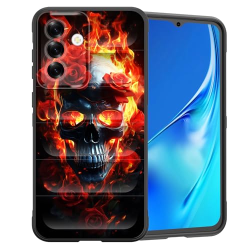CICPLKSE Schutzhülle für Galaxy A26 5G, Premium-Silikon mit weichem kratzfestem Mikrofaser-Futter, stoßfeste Schutzhülle für Samsung Galaxy A26 5G 17 cm (6,7 Zoll) 2025, Flaming Rose Skull von CICPLKSE