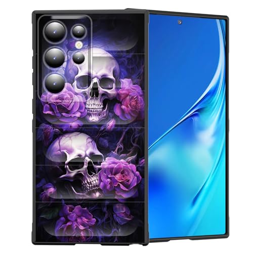 CICPLKSE Schutzhülle für Galaxy S24 Ultra, Premium-Silikon mit weichem kratzfestem Mikrofaser-Futter, stoßfeste Schutzhülle für Samsung Galaxy S24 Ultra 5G, 17,3 cm (6,8 Zoll), Totenkopf-Rose von CICPLKSE