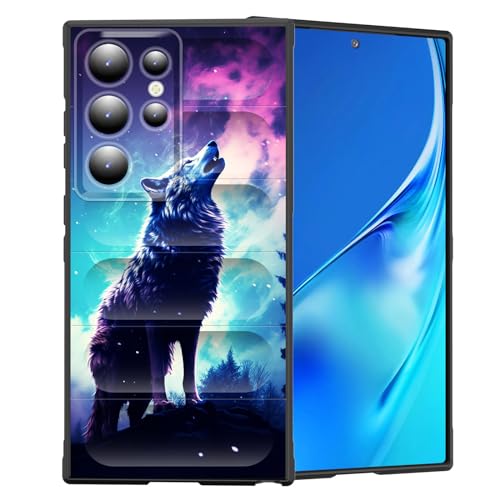 CICPLKSE Schutzhülle für Galaxy S24 Ultra, Premium-Silikon mit weichem kratzfestem Mikrofaser-Futter, stoßfeste Schutzhülle für Samsung Galaxy S24 Ultra 5G 17,3 cm (6,8 Zoll), heulender Wolf von CICPLKSE